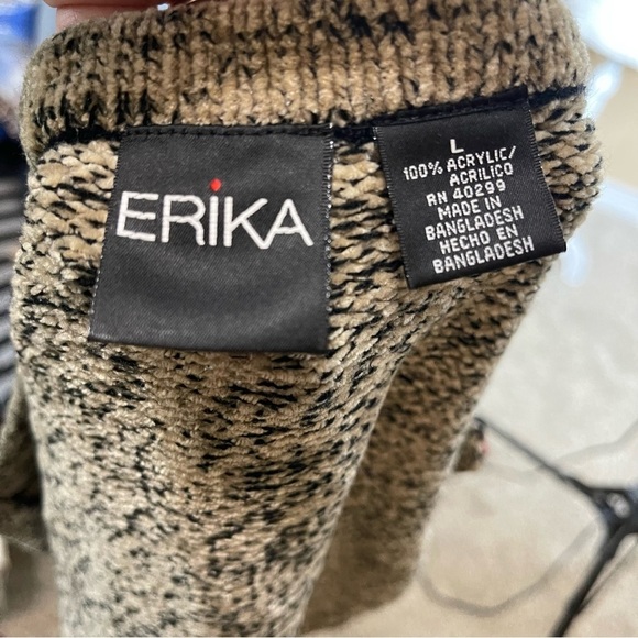 Erika Vintage Fair Isle Knit Cardigan Sweater Vest Gray Red Size Large - Picture 3 of 5